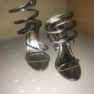 Silver spiral sandals